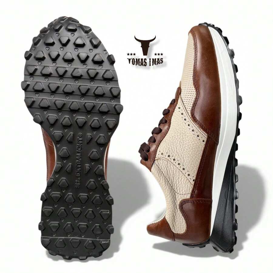 SNEAKERS TENIS CASUAL HOMBRE SUELA ANCHA DE MAXIMO CONFORT TECNOLOGIA EXTRA LIGHT PIEL GENUINA TOMAS IMAS HECHIO EN MEXICO