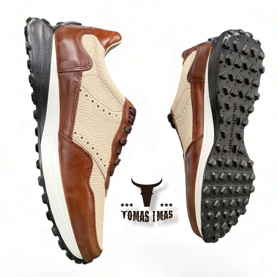 SNEAKERS TENIS CASUAL HOMBRE SUELA ANCHA DE MAXIMO CONFORT TECNOLOGIA EXTRA LIGHT PIEL GENUINA TOMAS IMAS HECHIO EN MEXICO