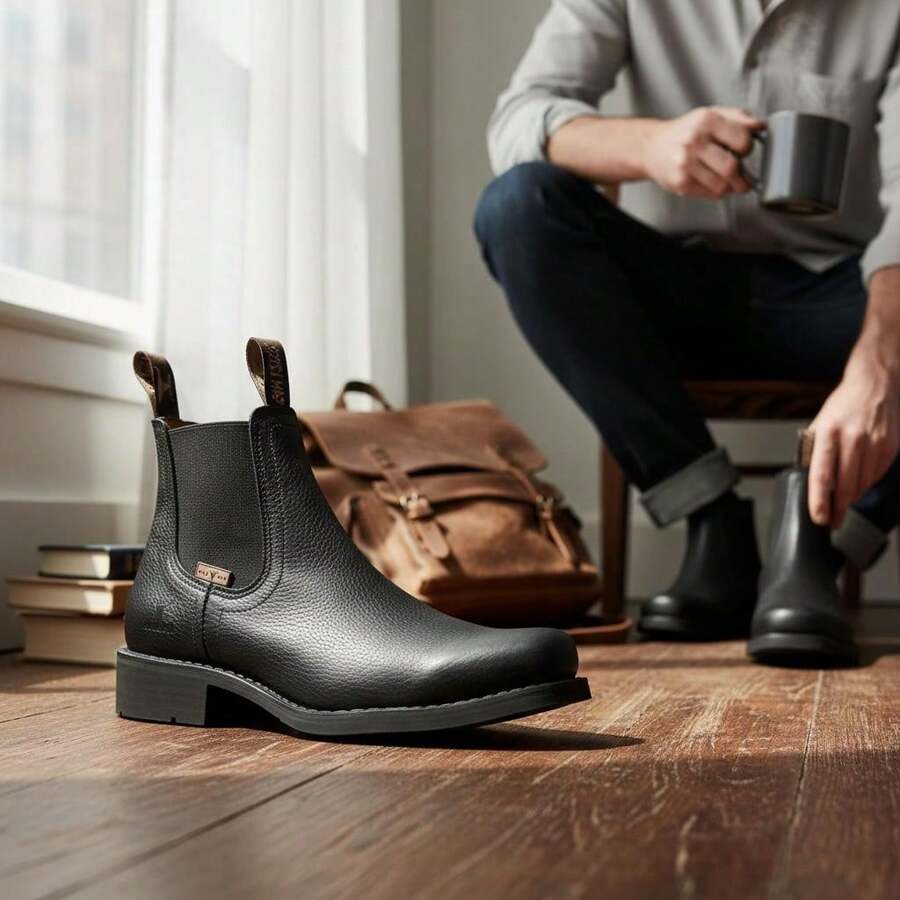 BOTINES ELEGANTES PARA CABALLERO EN CORTE VACUNO USO CASUAL O DE TRABAJO EN USO RUDO CON SUELA ANTI DERRAPE