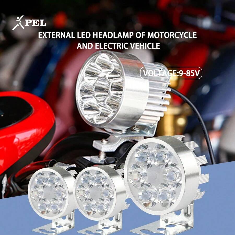 Faros delanteros auxiliares 9 LED luces antiniebla para motocicleta