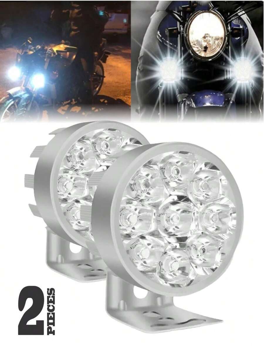 Faros delanteros auxiliares 9 LED luces antiniebla para motocicleta