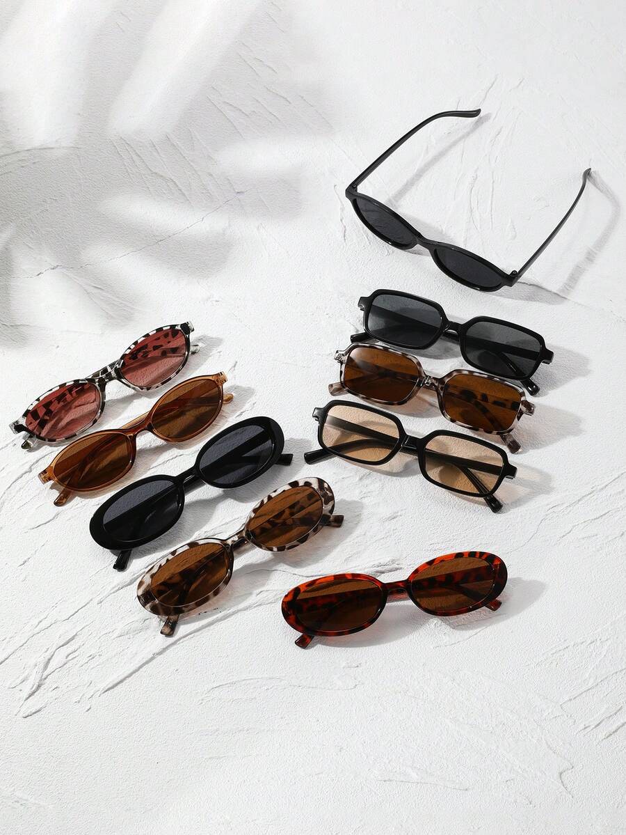 gafas con estampado de leopardo y marcos geométricos multicolor