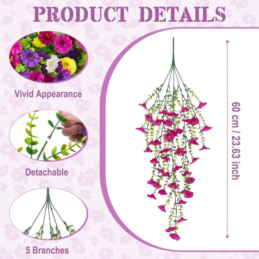 Flores artificiales colgantes de seda y hojas de eucalipto
