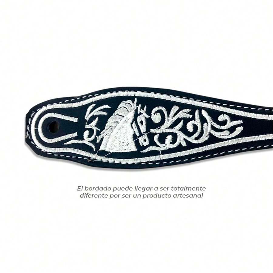 Espuelas Charras de Acero Monel con Correas de Cuero Bordadas en Colores Chedron,Negro Cafe