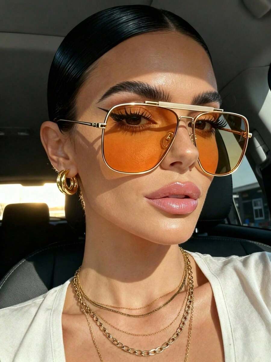 gafas de moda con marco de metal retro de alta gama