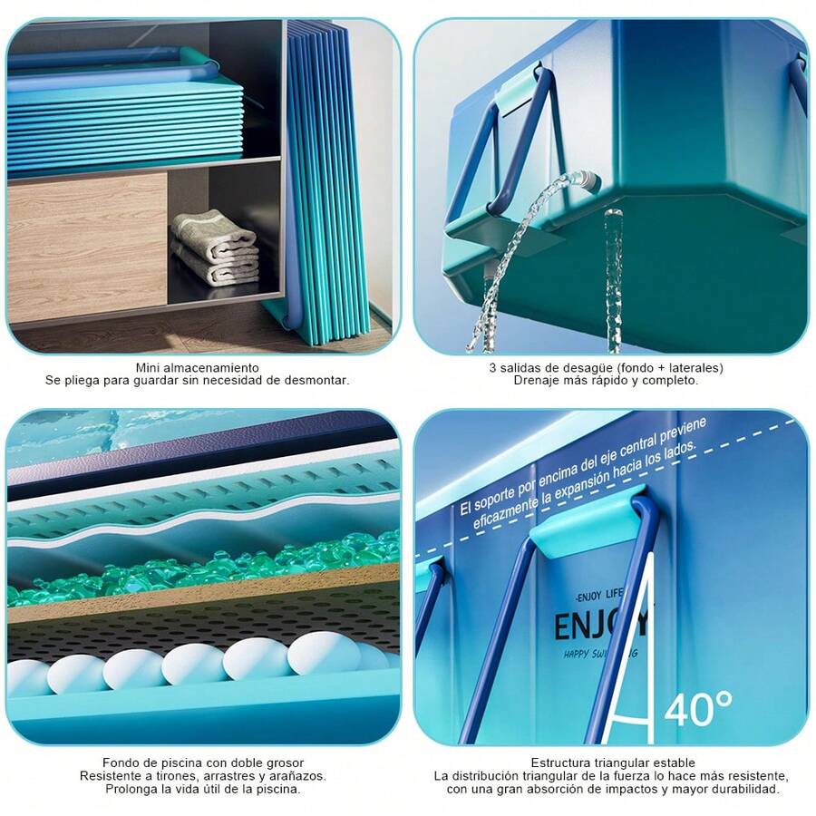 Piscina rectangular plegable familiar