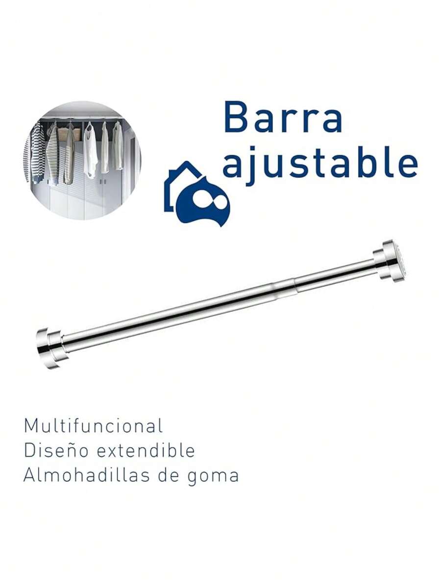 Tubo para Cortina de Baño Ajustable y Retráctil