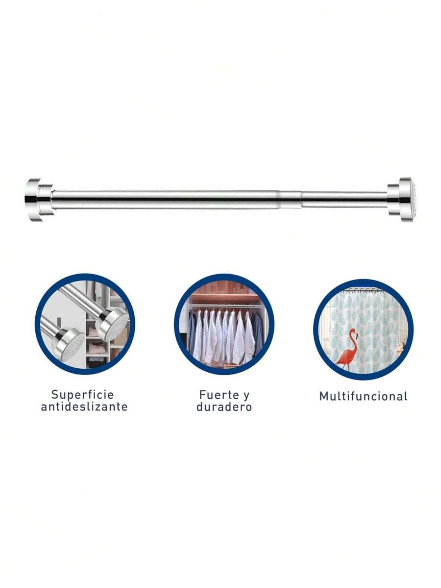 Tubo para Cortina de Baño Ajustable y Retráctil