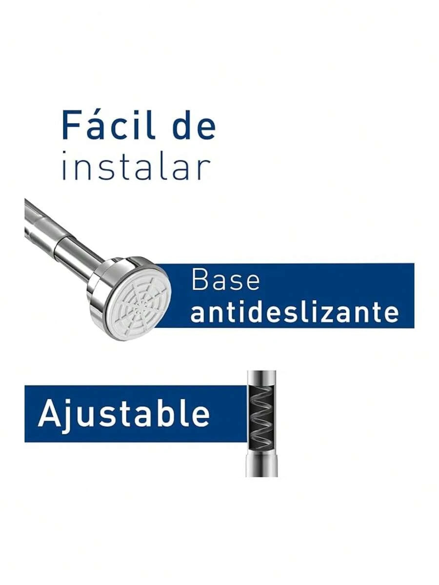 Tubo para Cortina de Baño Ajustable y Retráctil
