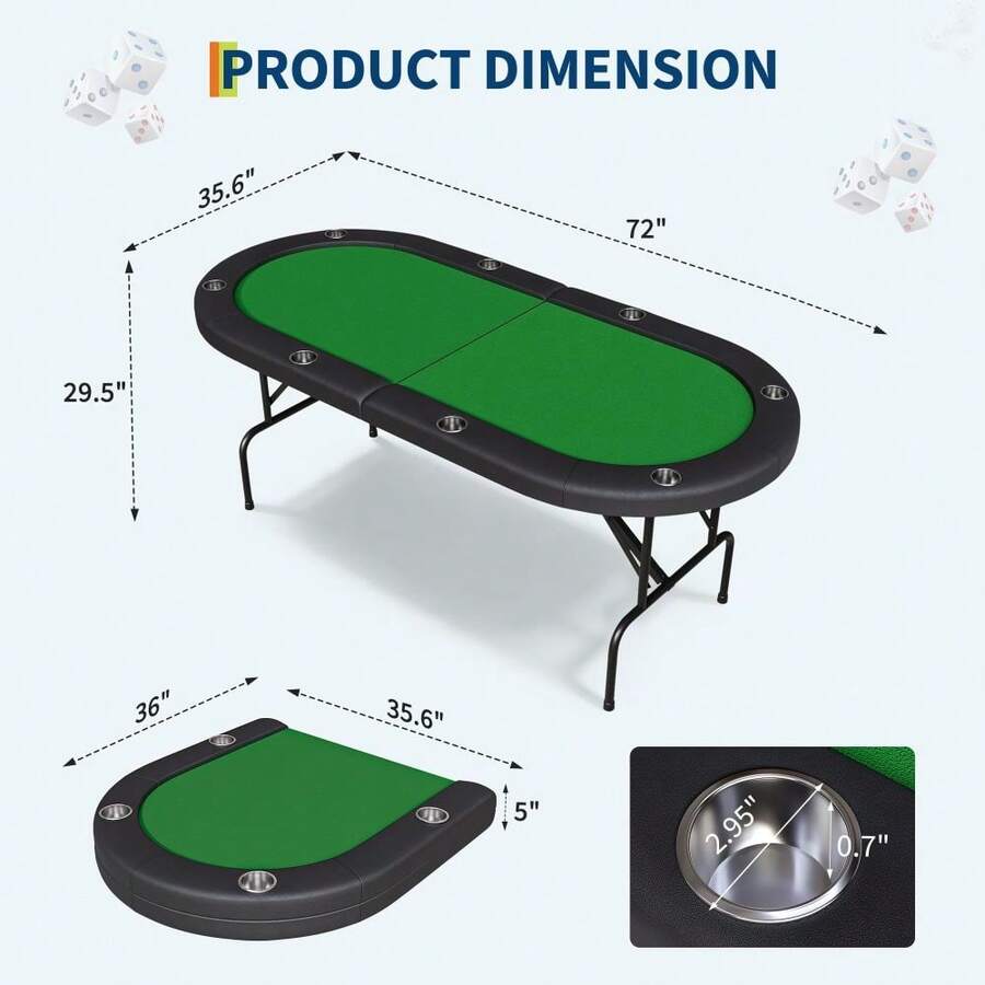 Mesa de póquer plegable para 8 jugadores