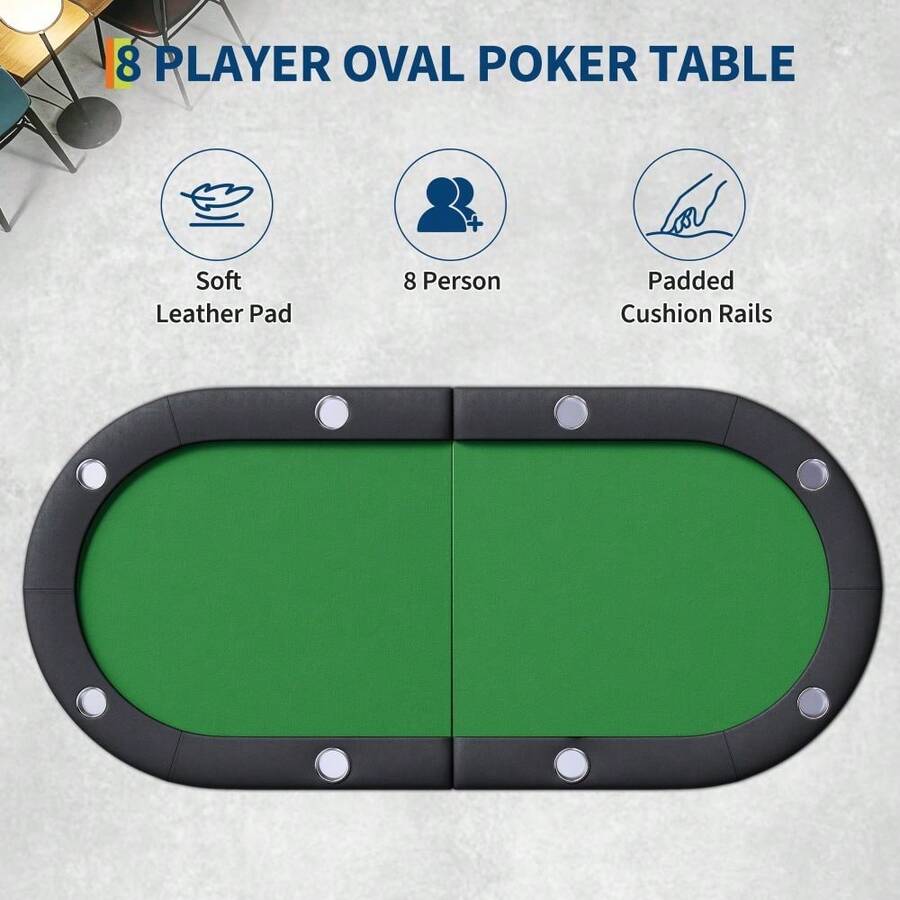 Mesa de póquer plegable para 8 jugadores