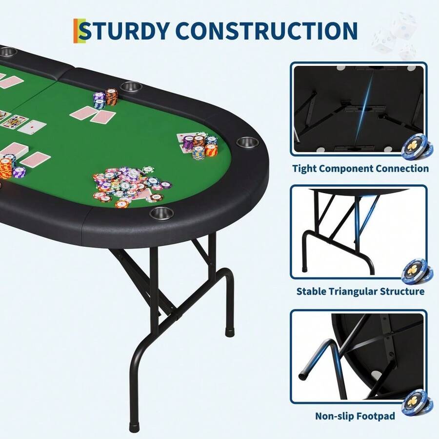 Mesa de póquer plegable para 8 jugadores