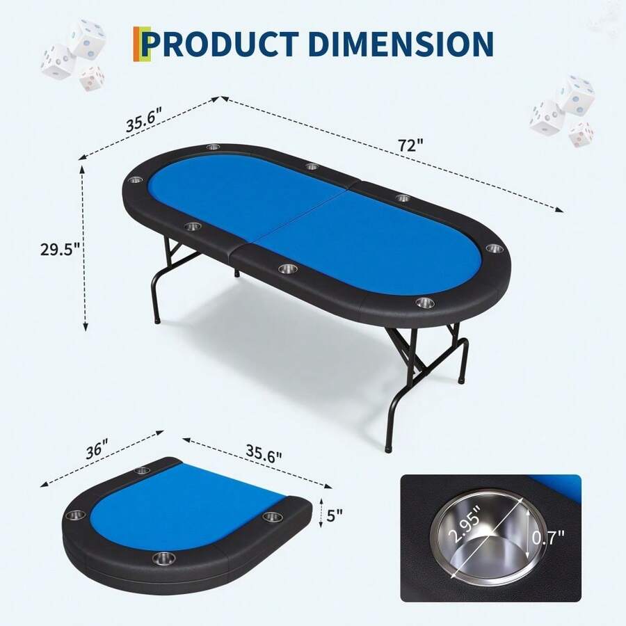 Mesa de póquer plegable para 8 jugadores