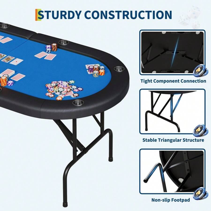 Mesa de póquer plegable para 8 jugadores