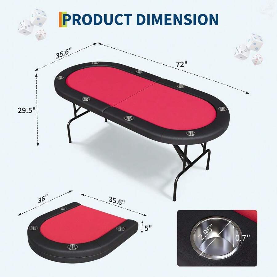 Mesa de póquer plegable para 8 jugadores