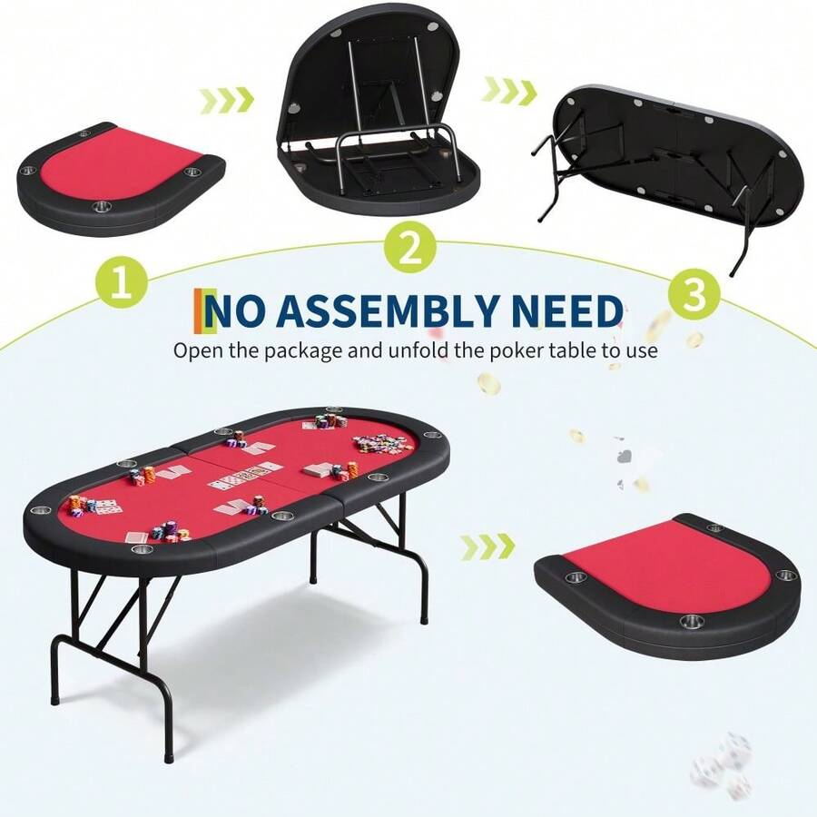 Mesa de póquer plegable para 8 jugadores