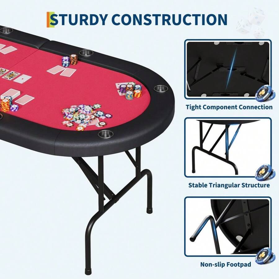 Mesa de póquer plegable para 8 jugadores