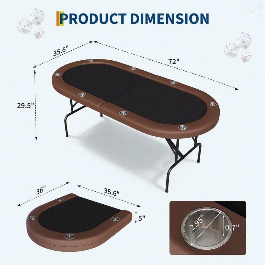 Mesa de póquer plegable para 8 jugadores