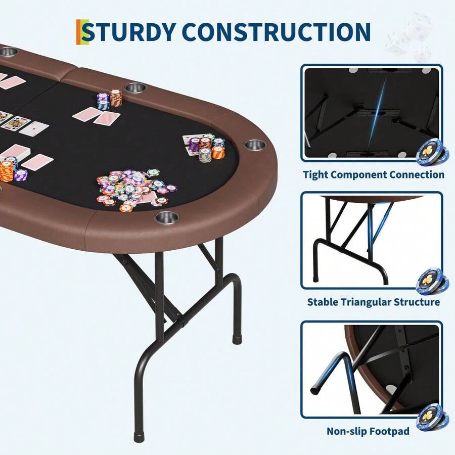 Mesa de póquer plegable para 8 jugadores