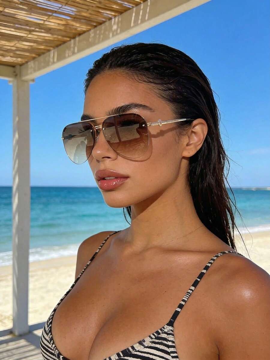 Gafas de moda estilo aviador retro negras
