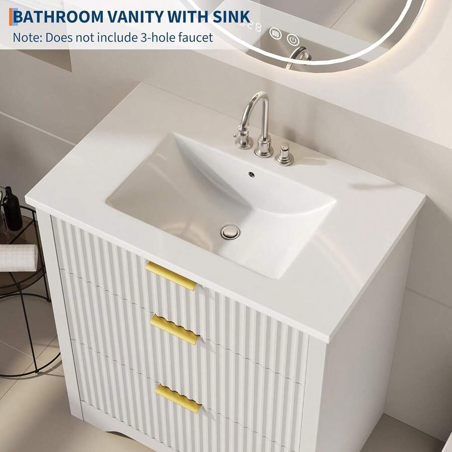 Vanidad de baño ranurada con lavabo