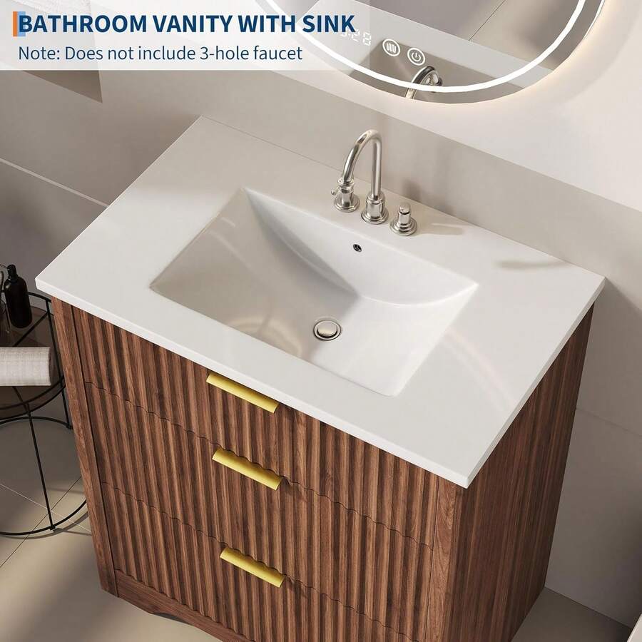 Vanidad de baño ranurada con lavabo