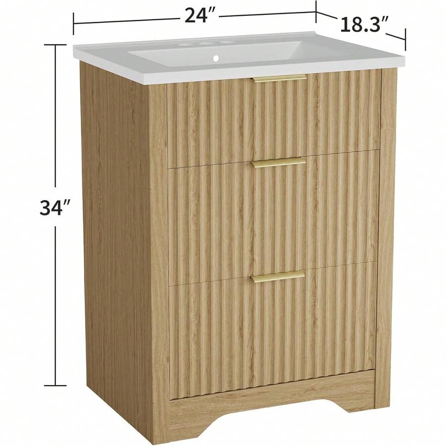 Vanidad de baño ranurada con lavabo