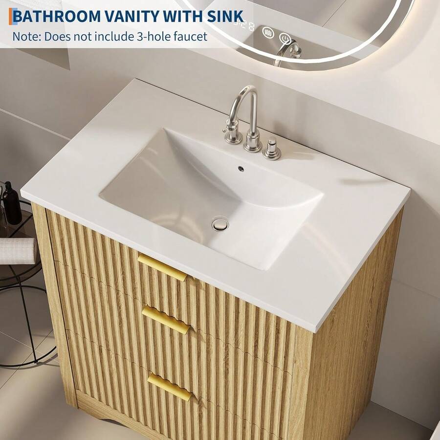 Vanidad de baño ranurada con lavabo