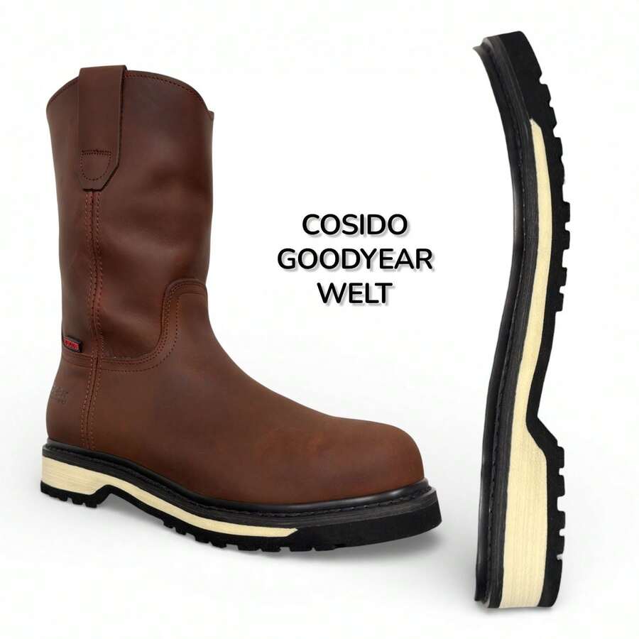 BOTA INDUSTRIAL CON CASCO DE ACERO HOMBRE PIEL GRUESA SUELA SIERRA DOBLE VIDA