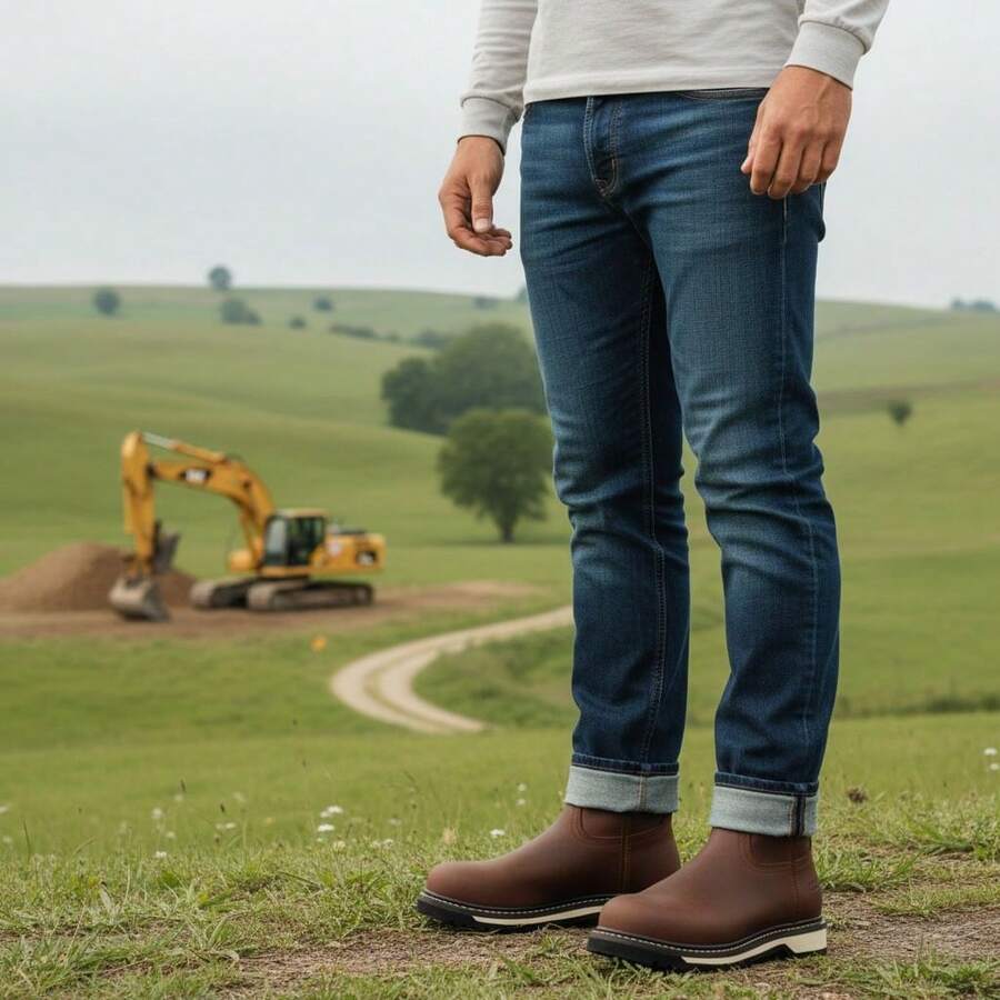 BOTA INDUSTRIAL CON CASCO DE ACERO HOMBRE PIEL GRUESA SUELA SIERRA DOBLE VIDA