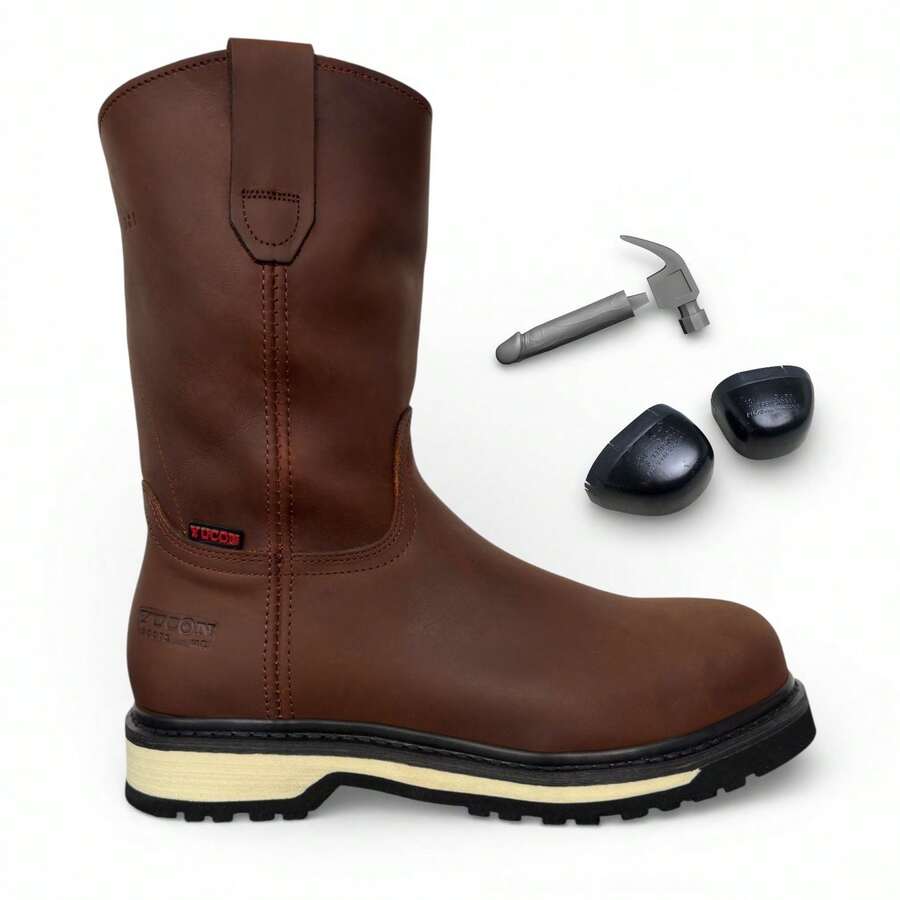 BOTA INDUSTRIAL CON CASCO DE ACERO HOMBRE PIEL GRUESA SUELA SIERRA DOBLE VIDA