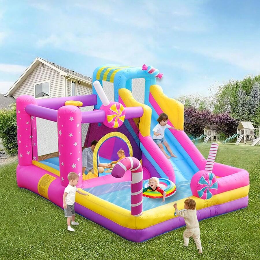 Castillo inflable para niños con piscina de bolas y piscina