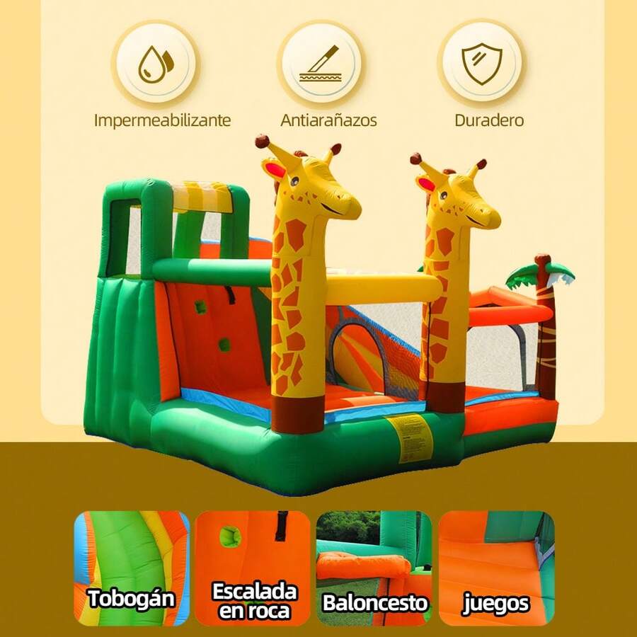 castillo inflable para exteriores con diseño de jirafa