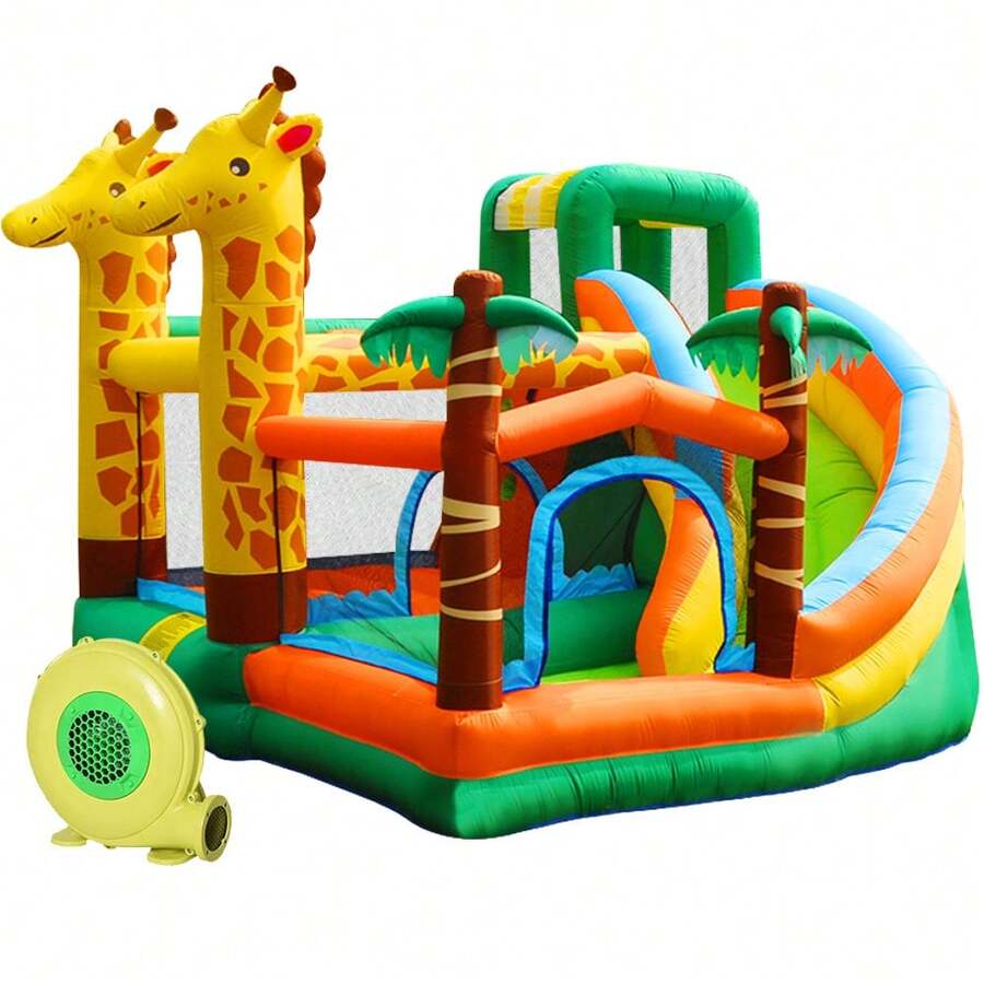 castillo inflable para exteriores con diseño de jirafa