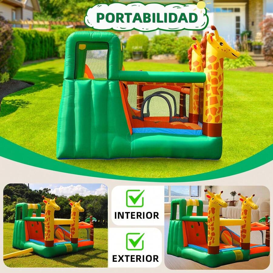 castillo inflable para exteriores con diseño de jirafa