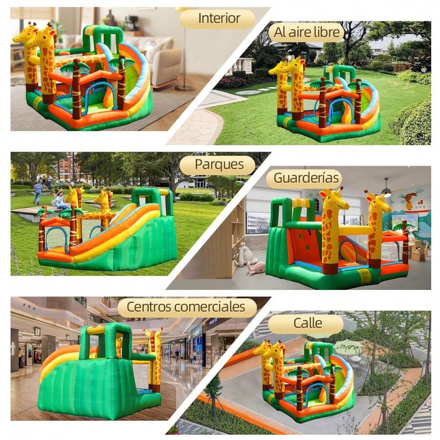 castillo inflable para exteriores con diseño de jirafa