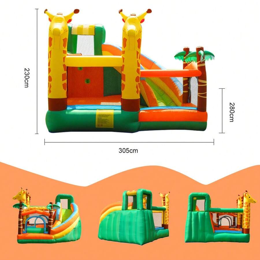 castillo inflable para exteriores con diseño de jirafa