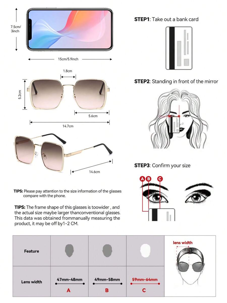 Gafas de sol de marco metálico cuadrado extra grande