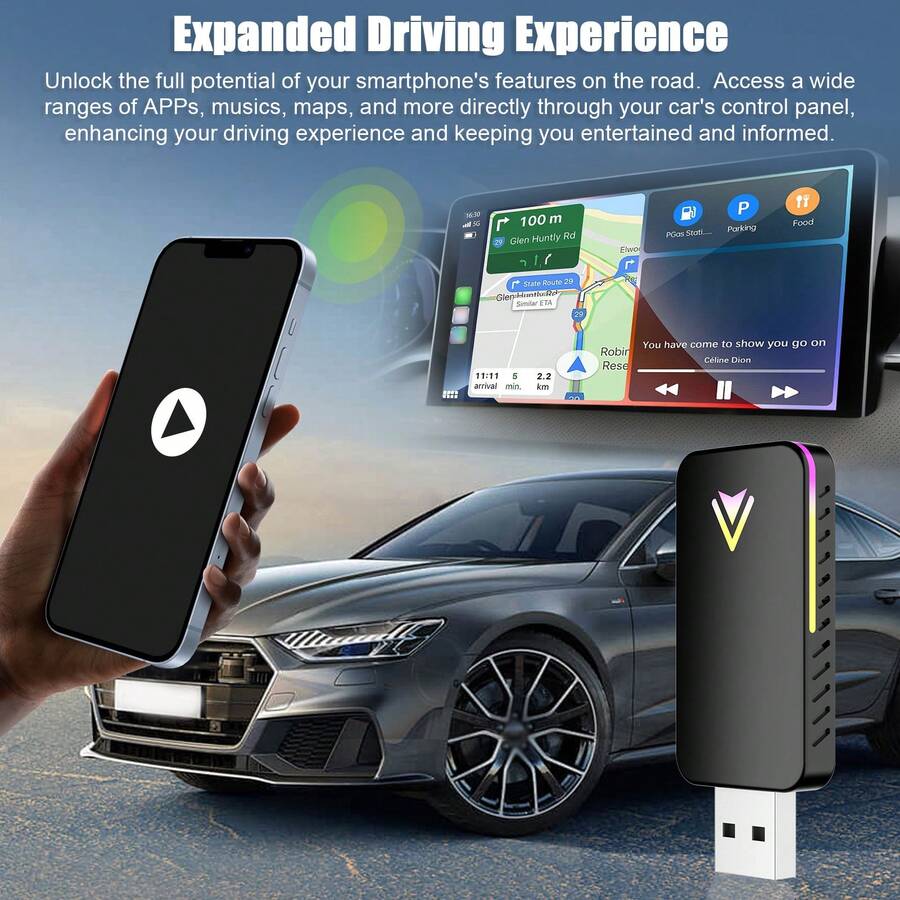 Adaptador 2 En 1 Transmisión Inalámbrica Cableado a Inalámbrico Para Coche