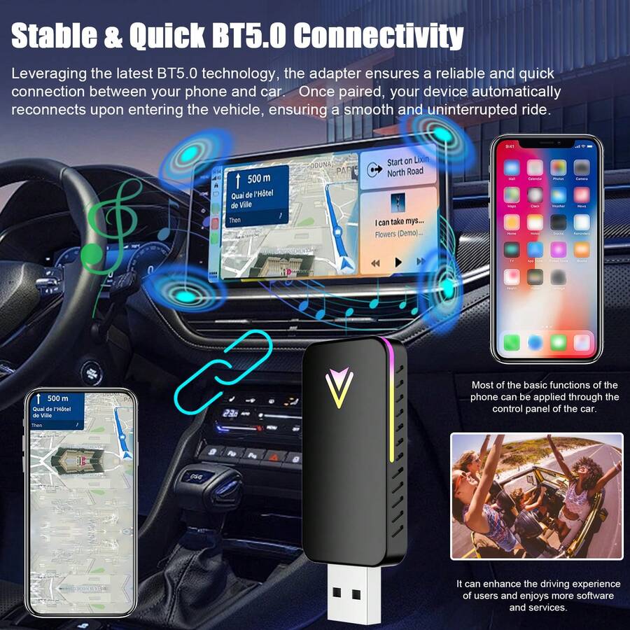 Adaptador 2 En 1 Transmisión Inalámbrica Cableado a Inalámbrico Para Coche