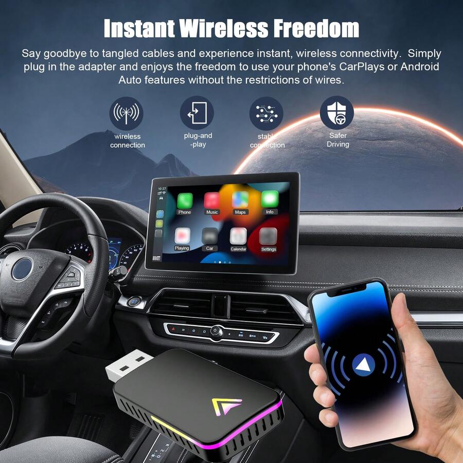 Adaptador 2 En 1 Transmisión Inalámbrica Cableado a Inalámbrico Para Coche