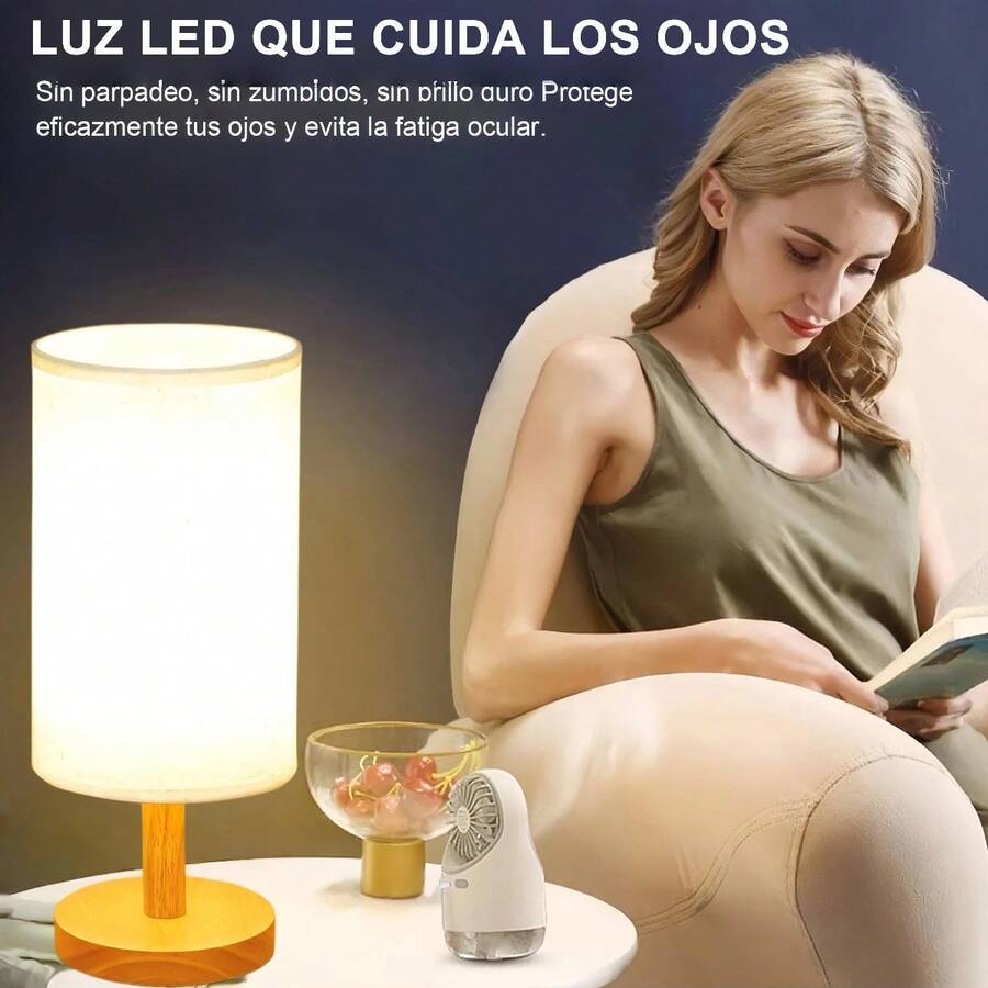 Lámpara para recámara con base de madera
