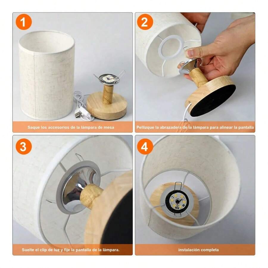 Lámpara para recámara con base de madera