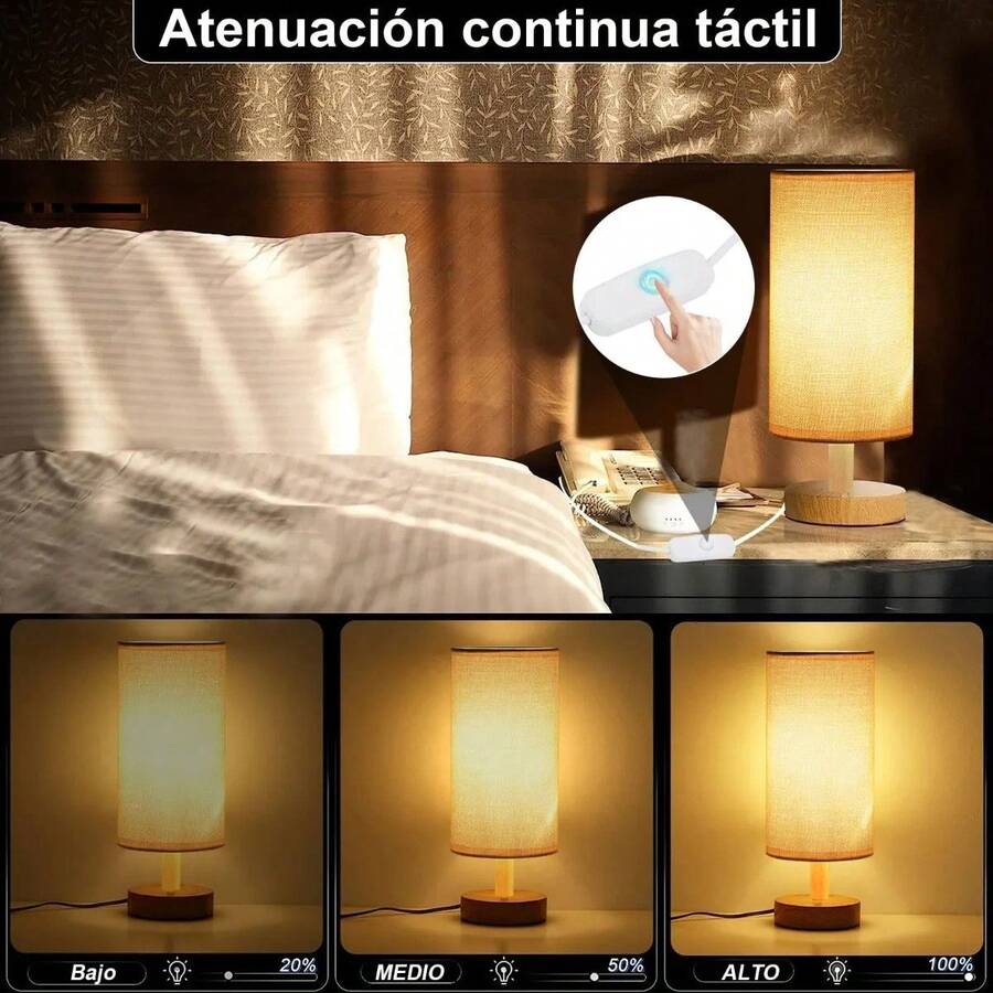Lámpara para recámara con base de madera