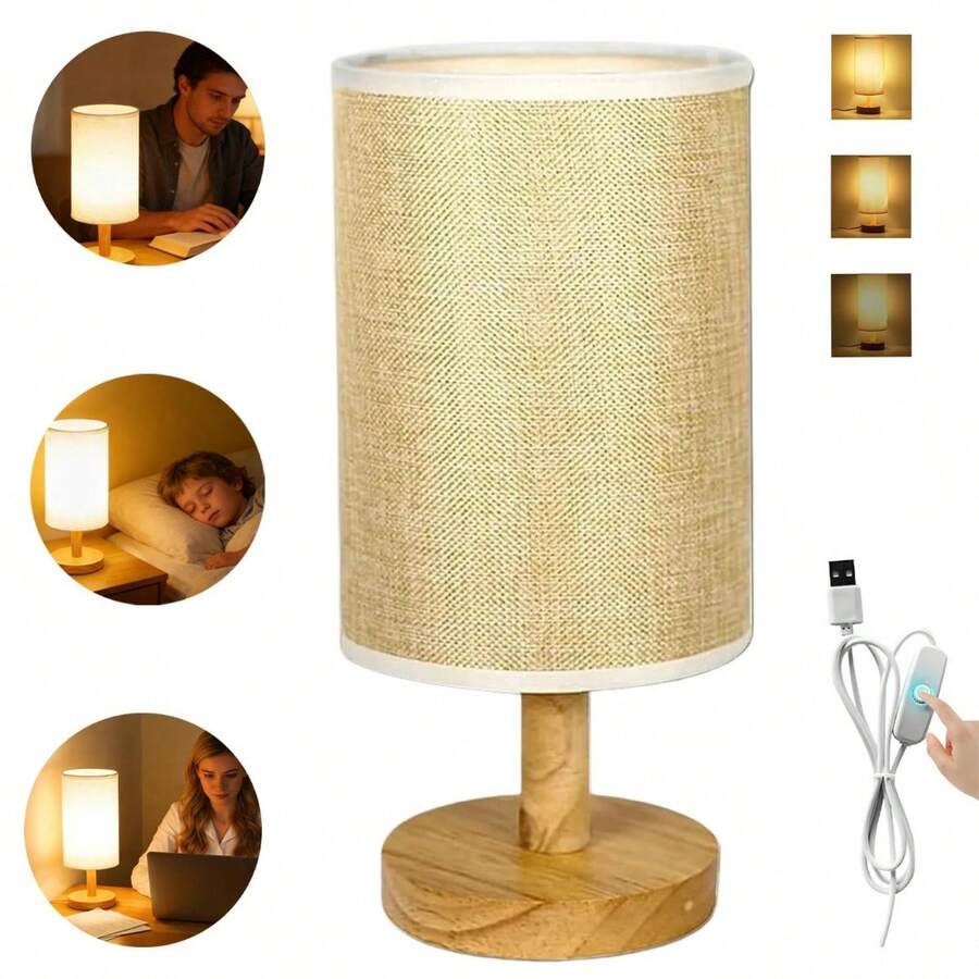 Lámpara para recámara con base de madera