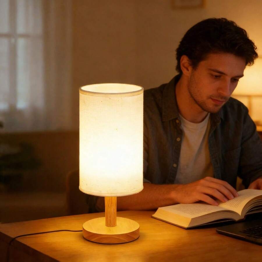 Lámpara para recámara con base de madera