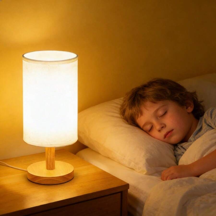 Lámpara para recámara con base de madera