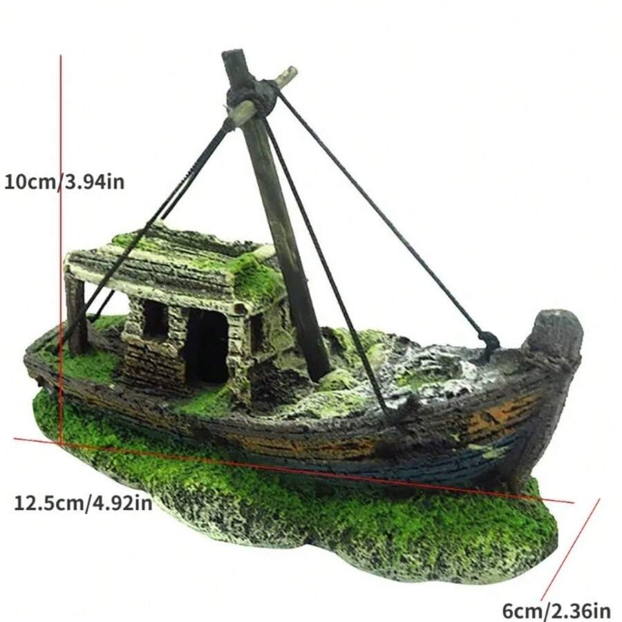 1 pieza Decoración de resina de barco naufragio de estilo pirata