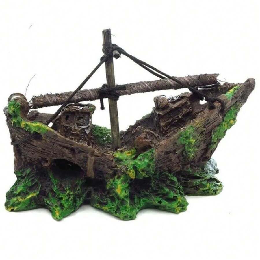 1 pieza Decoración de resina de barco naufragio de estilo pirata
