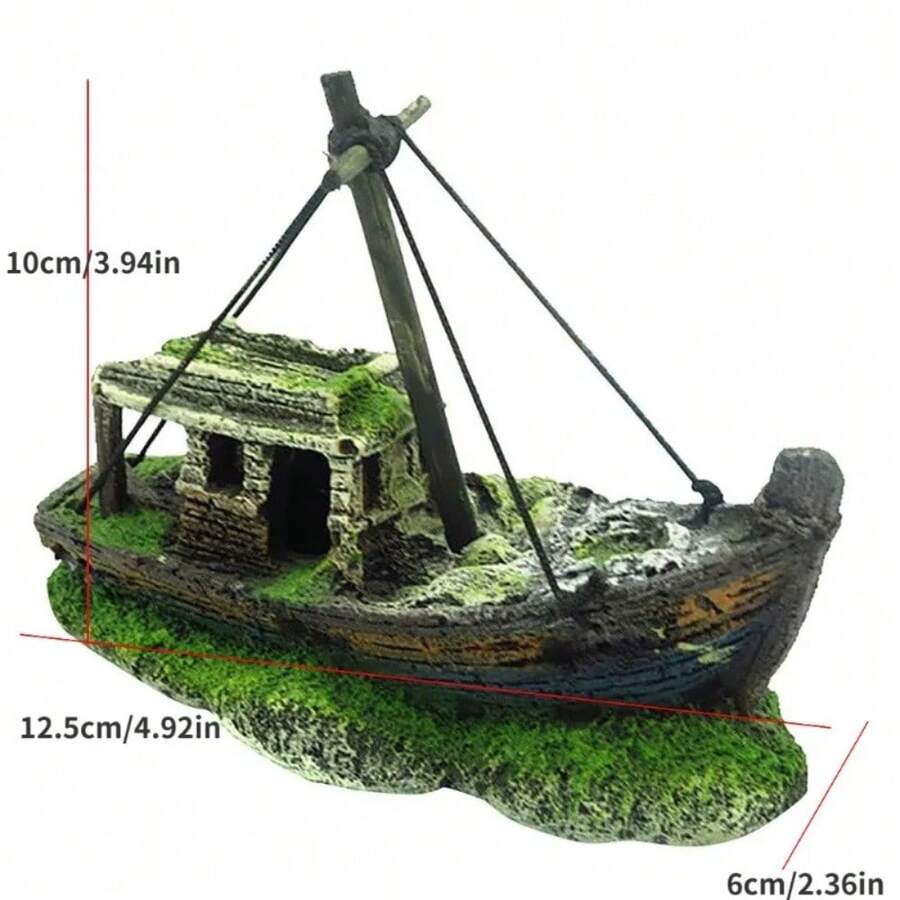 1 pieza Decoración de resina de barco naufragio de estilo pirata